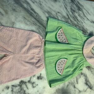 Pink and Green Gingham Seersucker set